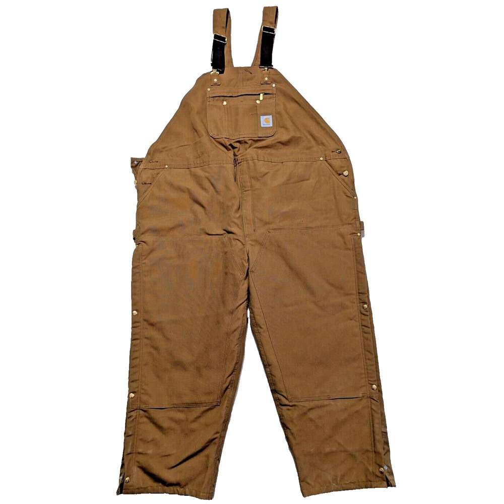 Carhartt R41 Duck Zip-to-Thigh Bib Men's Overall Quilt, 58 x 30 inch - Brown